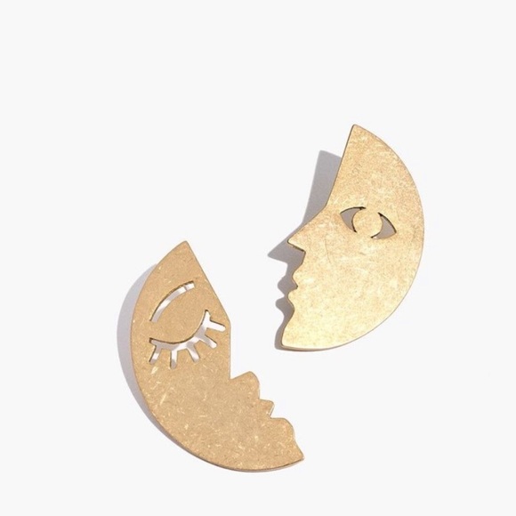 Madewell Jewelry - LAST 1 Madewell Paired Faces Earrings Vintage Gold